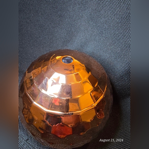 Fun disco ball beverage bottle, screw on top. Plastic copper color design. - Picture 2 of 4